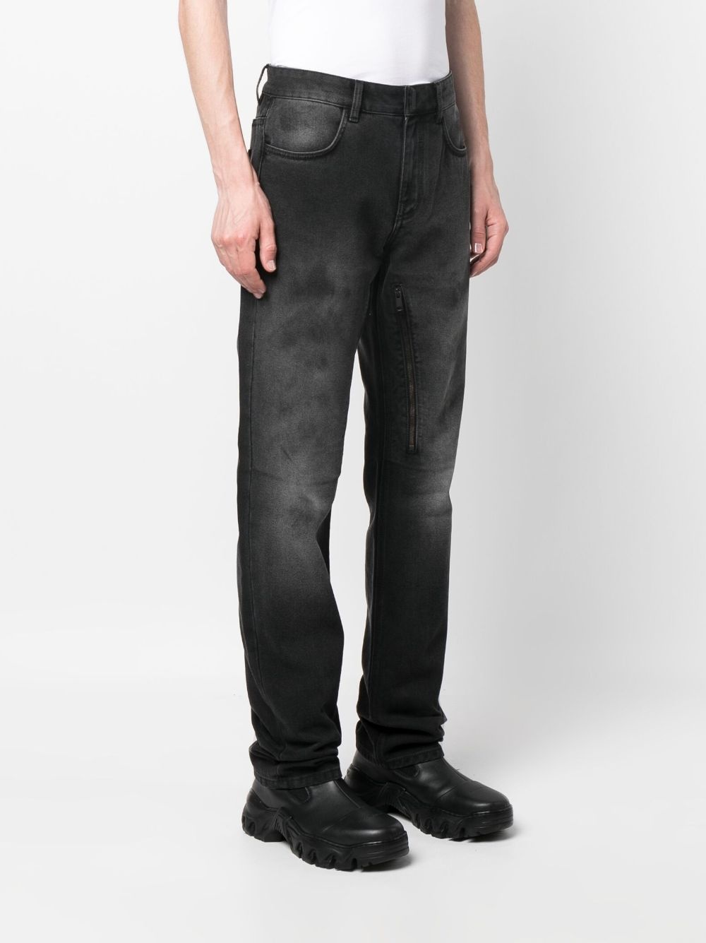 straight-leg stonewashed jeans - 3