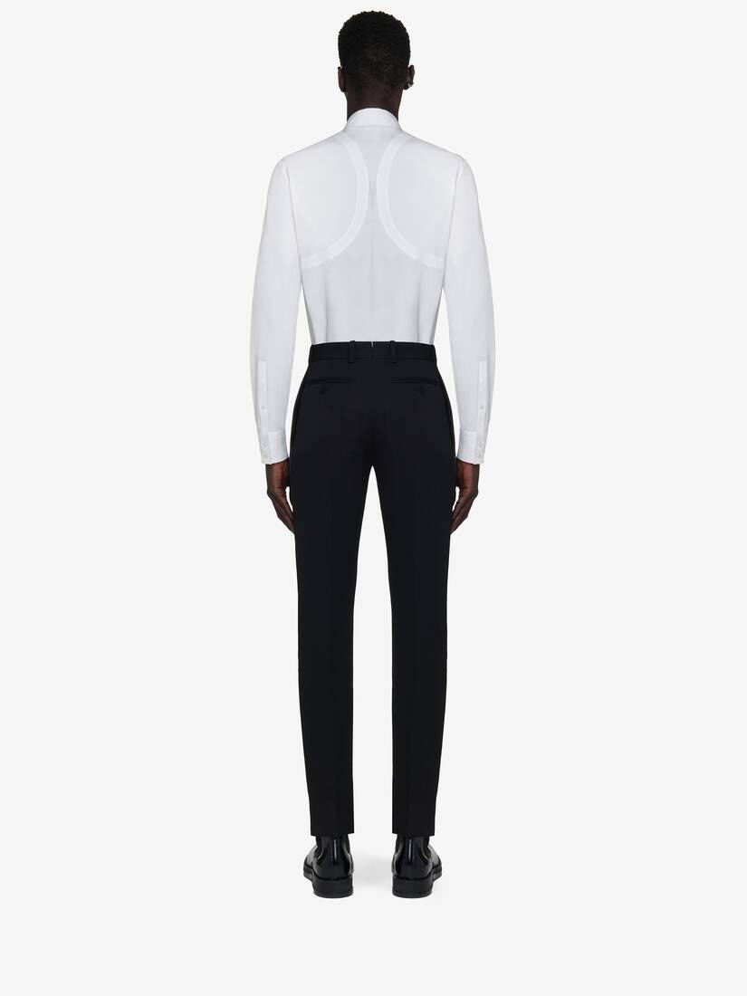 Men's Tuxedo Cigarette Trousers in Black - 4