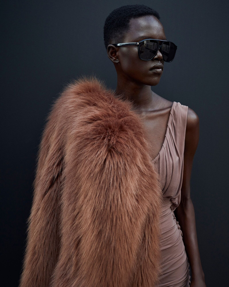 SAINT LAURENT coat in animal-free fur outlook