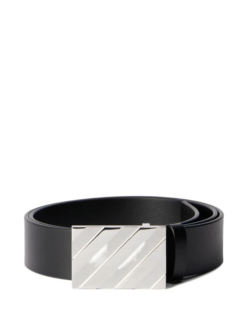Diagonal buckle leather belt - 1