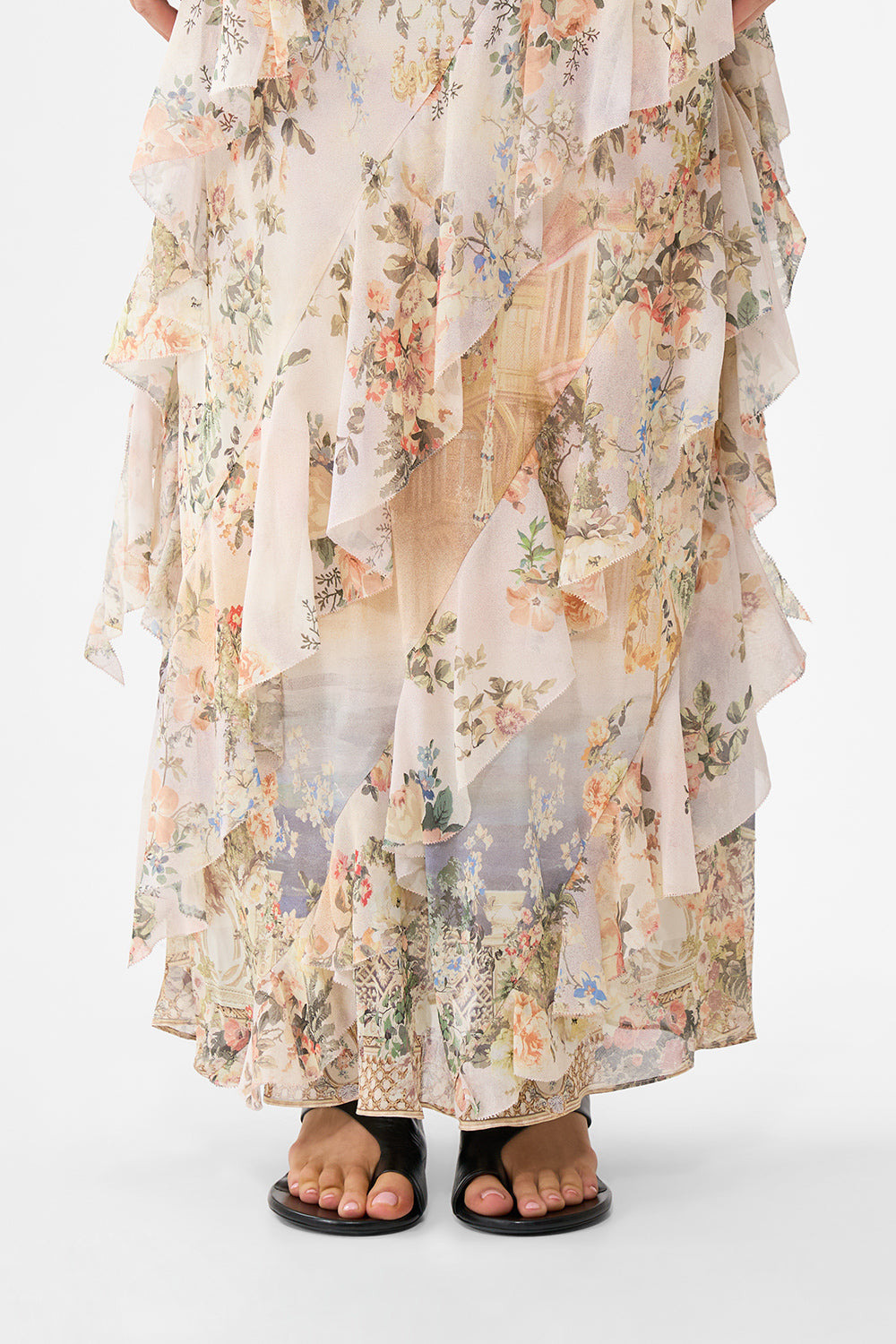ASYMMETRICAL RUFFLE SLIP DRESS - 6