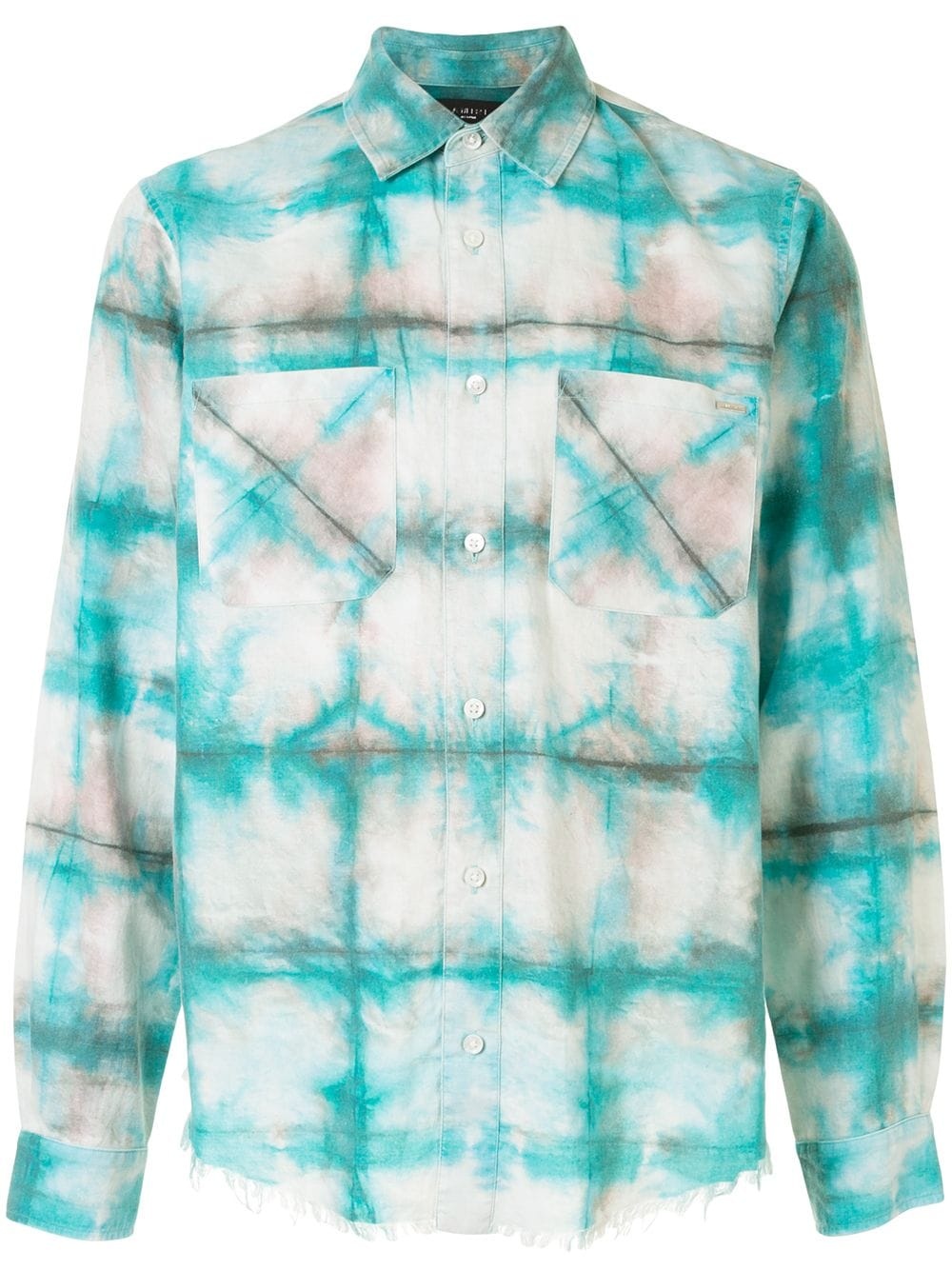 tie-dye checked long-sleeve shirt - 1