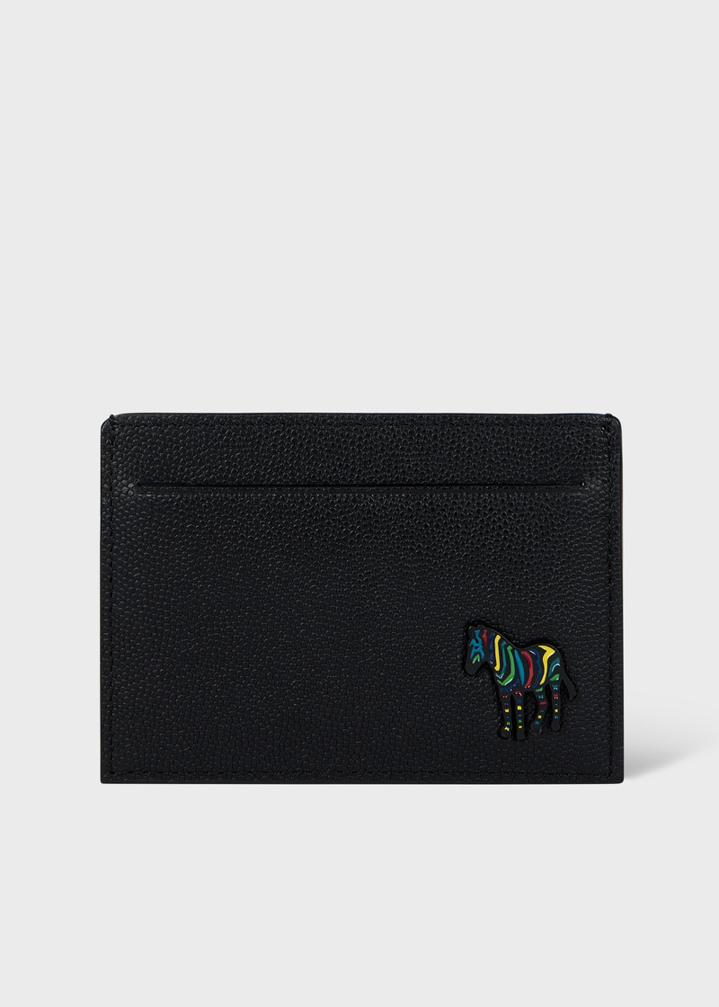 Black Pebble-Grain Leather 'Zebra' Card Holder 1