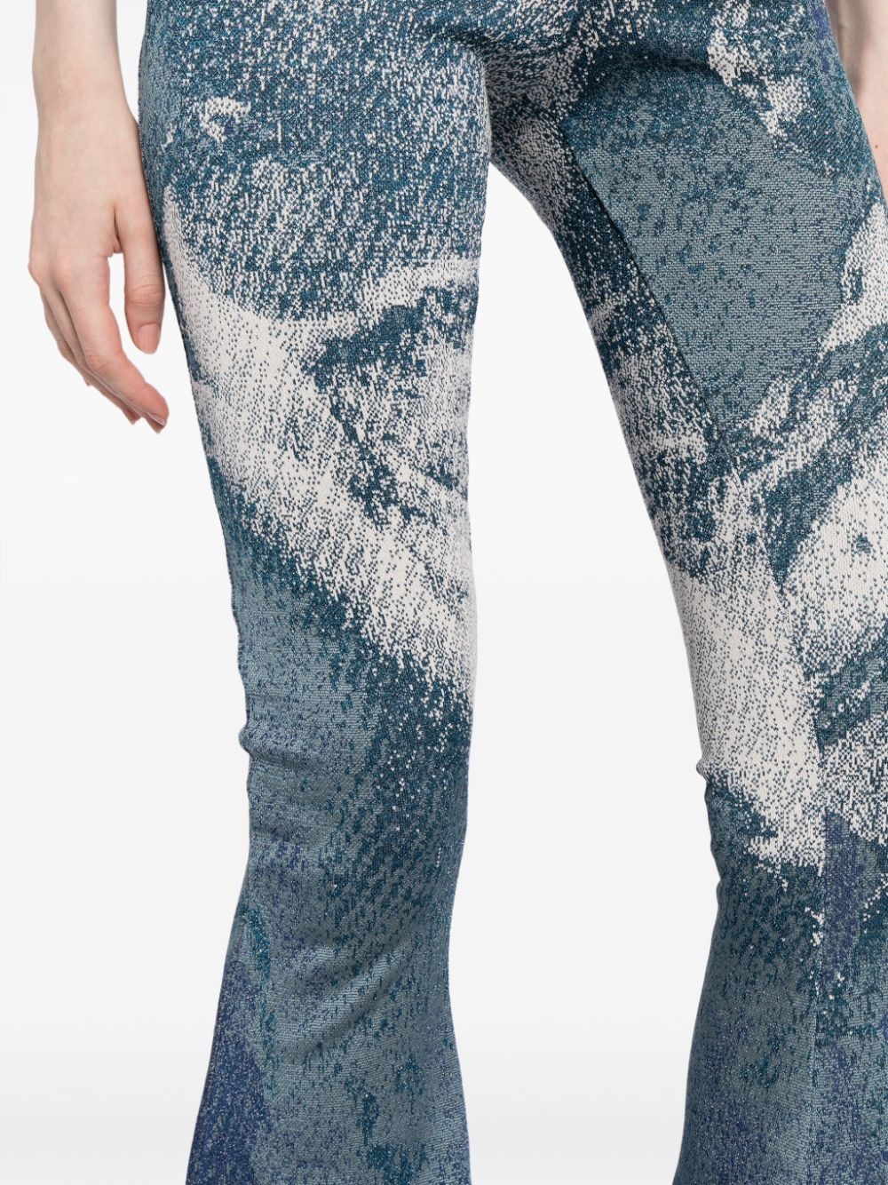 patterned-jacquard glitter flared trousers - 4