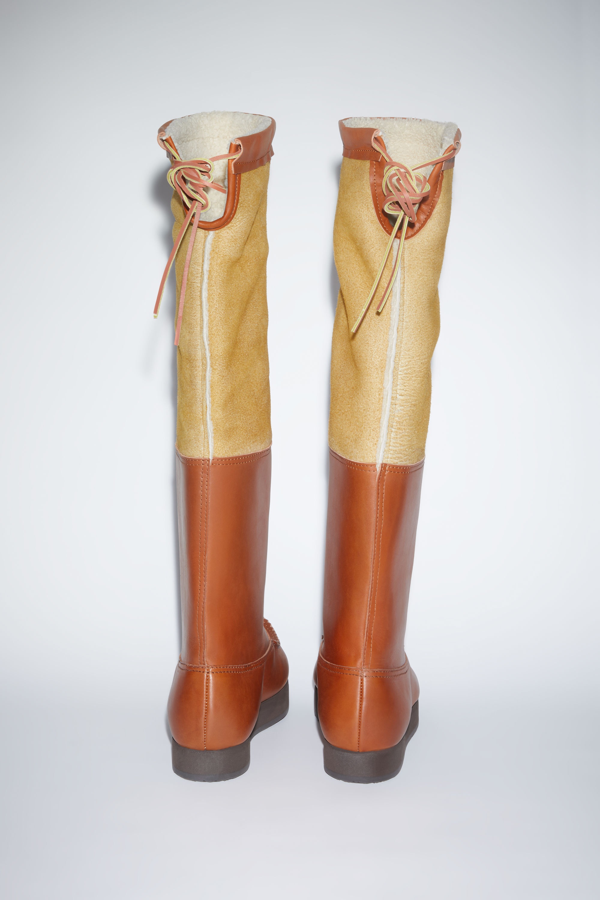 Leather boots reversible shearling - Cognac brown - 7