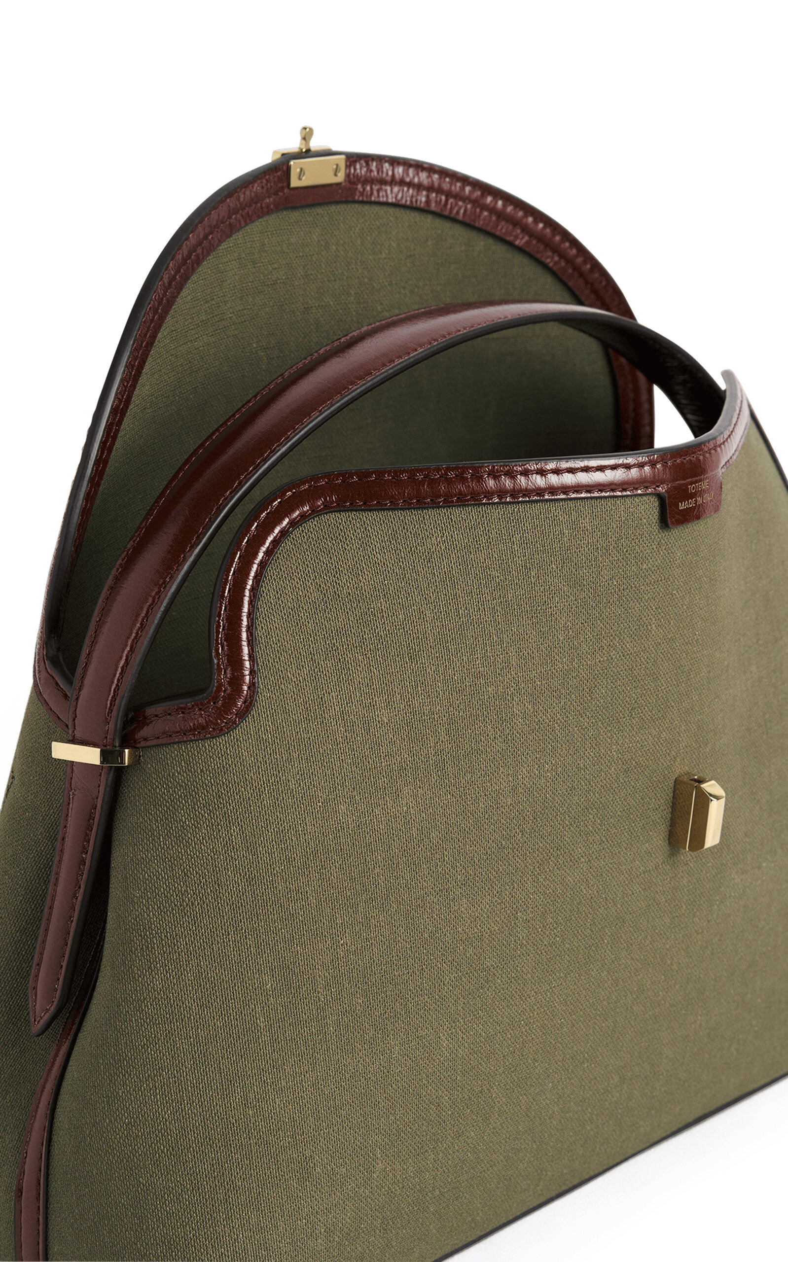 T-Lock Leather-Trimmed Canvas Top Handle Bag green - 4