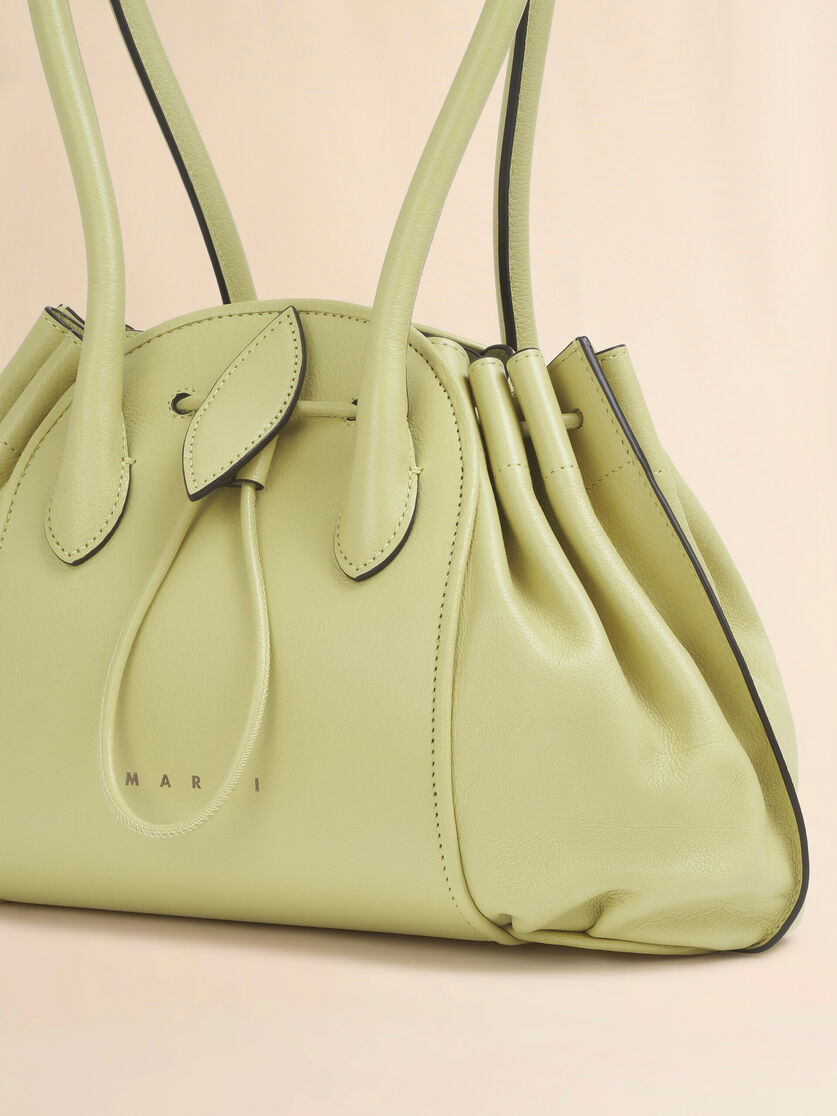 YELLOW LEATHER TULIPEA SHOULDER SHOPPER - 5