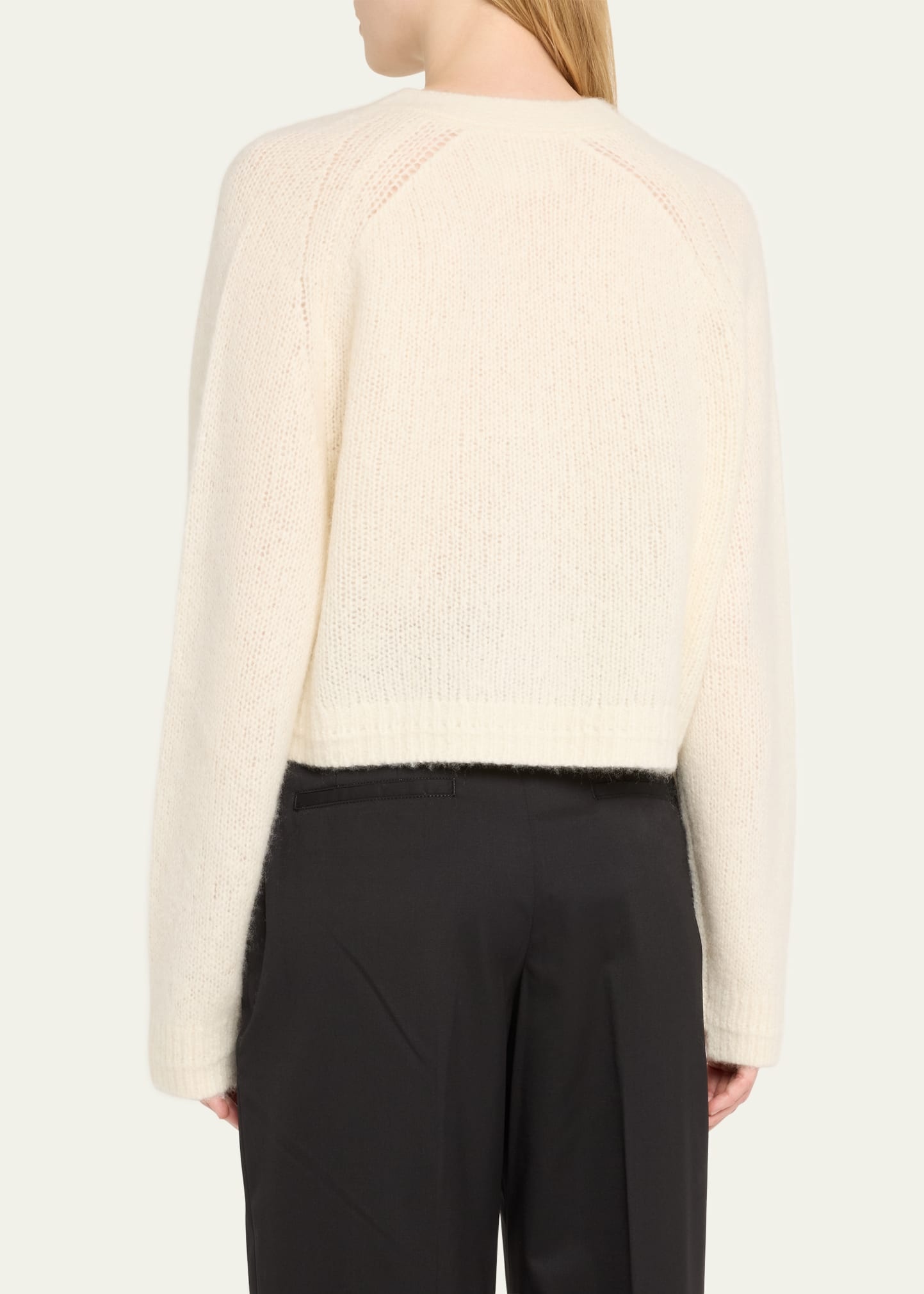 Cape-Sleeve Cashmere Crop Cardigan - 3