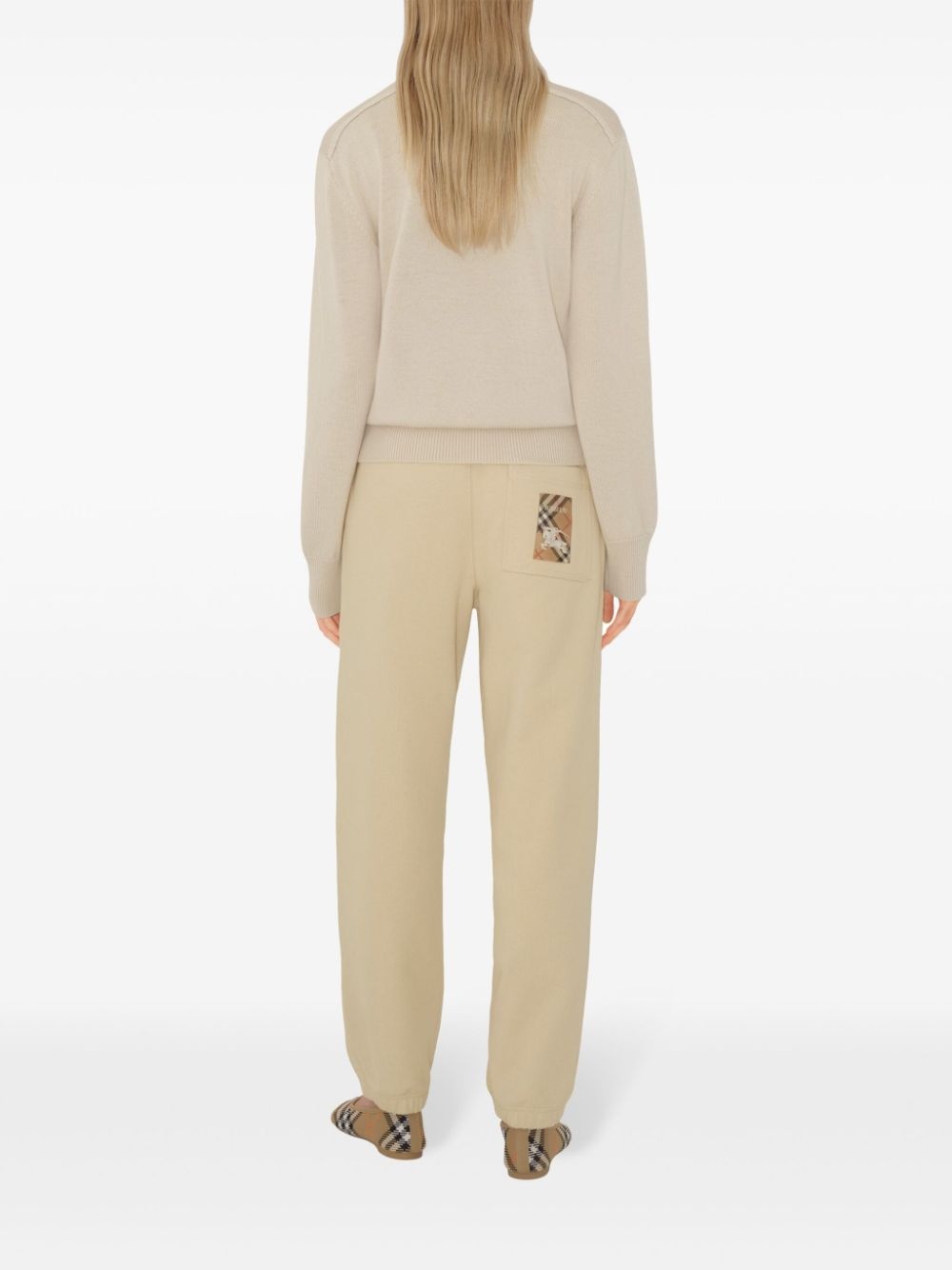 check-label cotton track pants - 4
