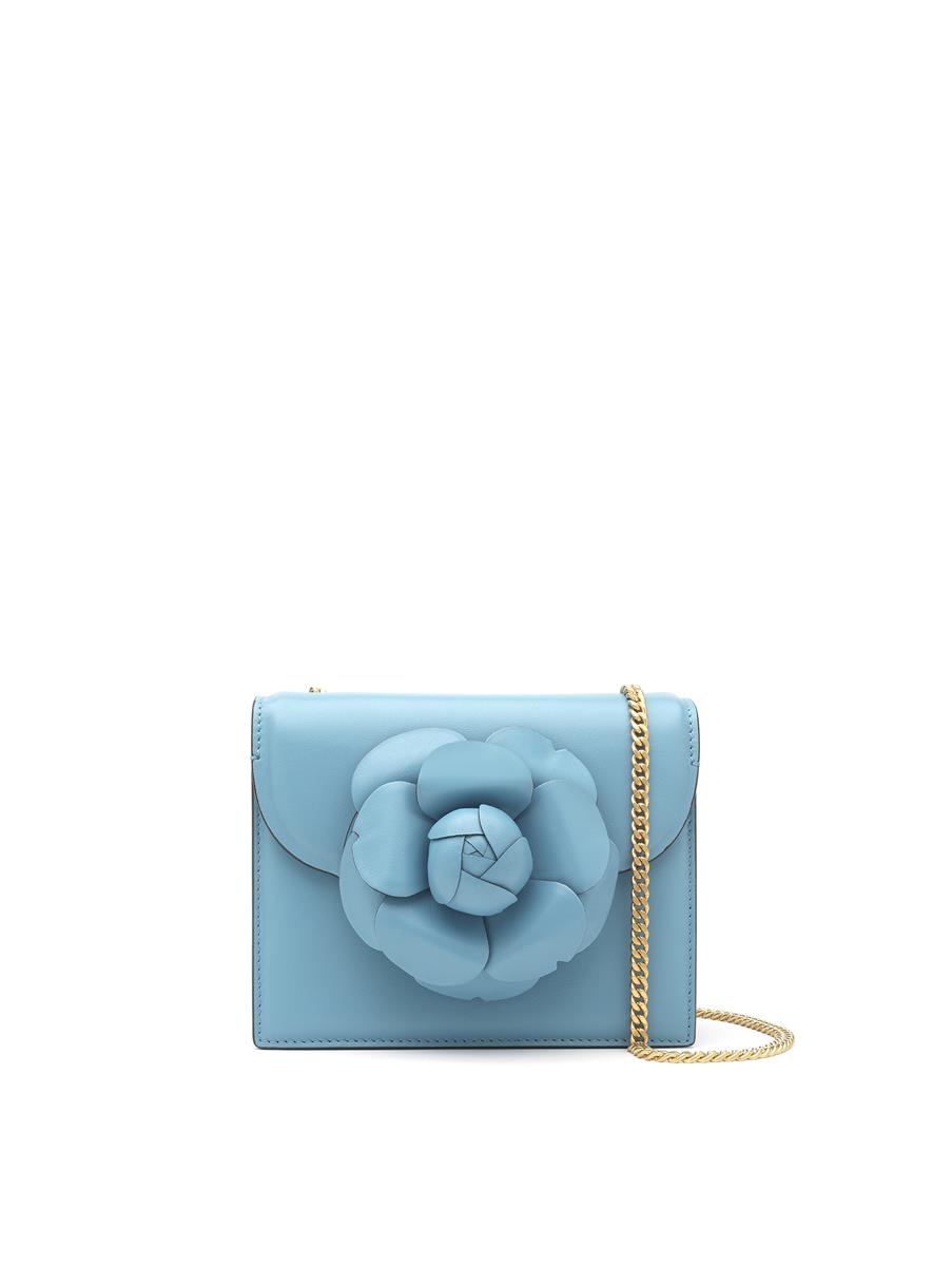 FRENCH BLUE LEATHER MINI TRO BAG - 1