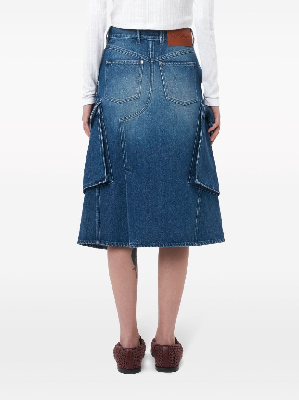 cargo denim midi skirt - 3