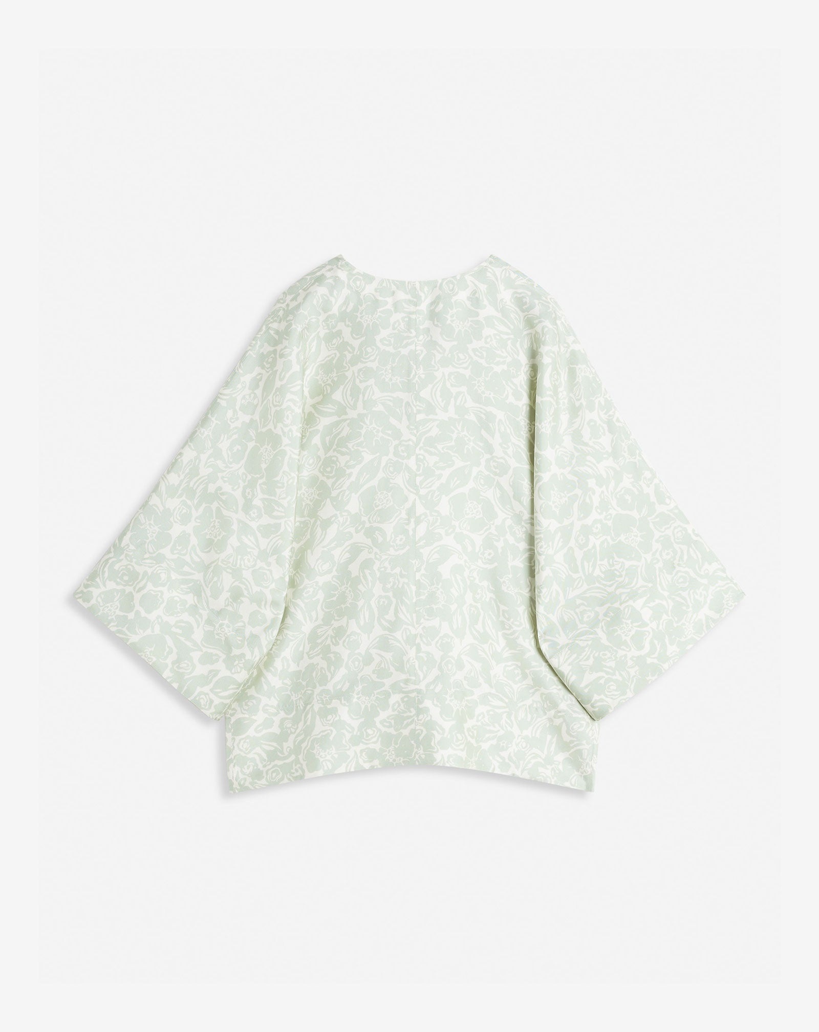 OPEN NECK ELBOW SLEEVE TOP IN PRINTD SILK - 2