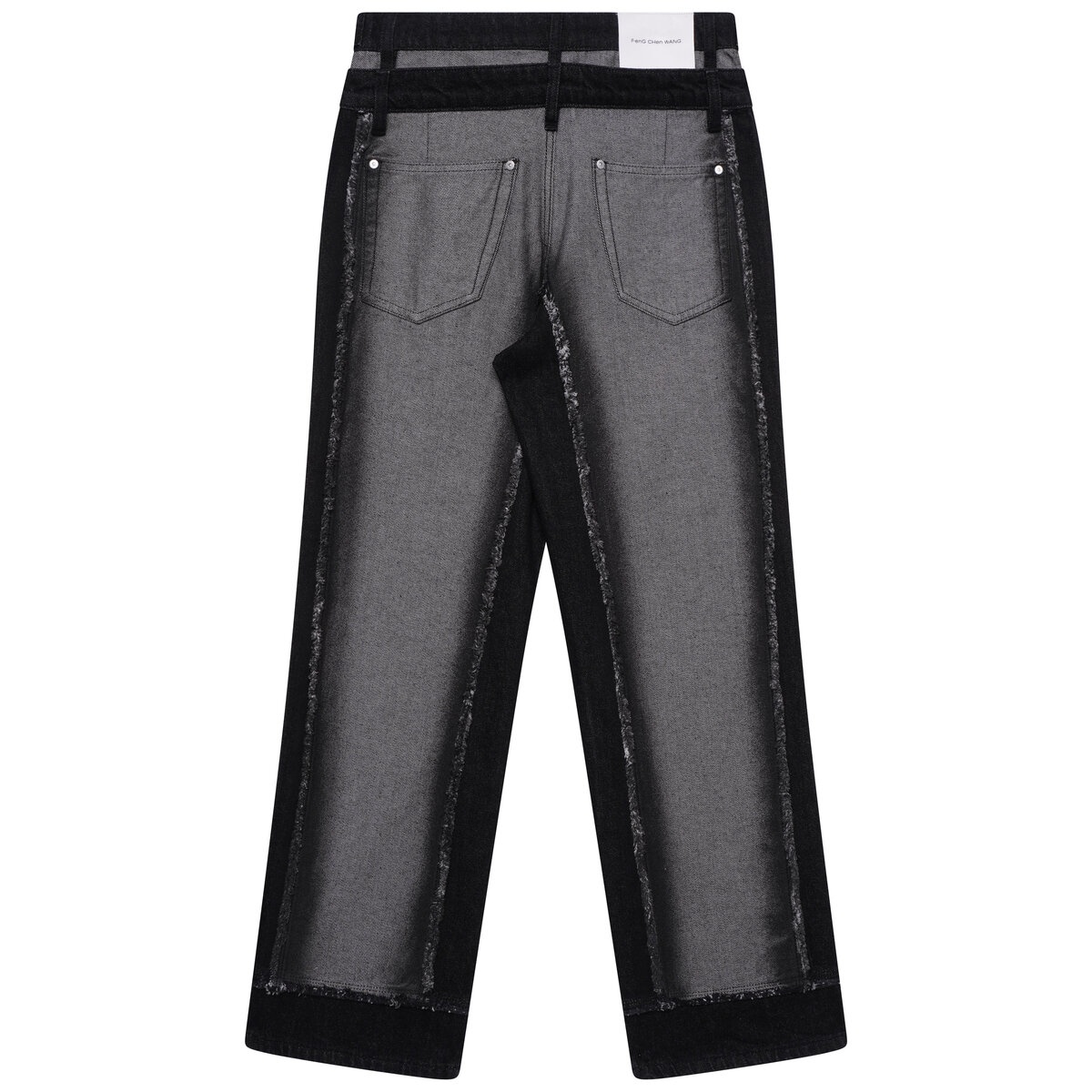 Raw Edge Patchwork Jeans in Black - 2