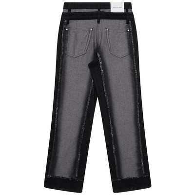 FENG CHEN WANG Raw Edge Patchwork Jeans in Black outlook
