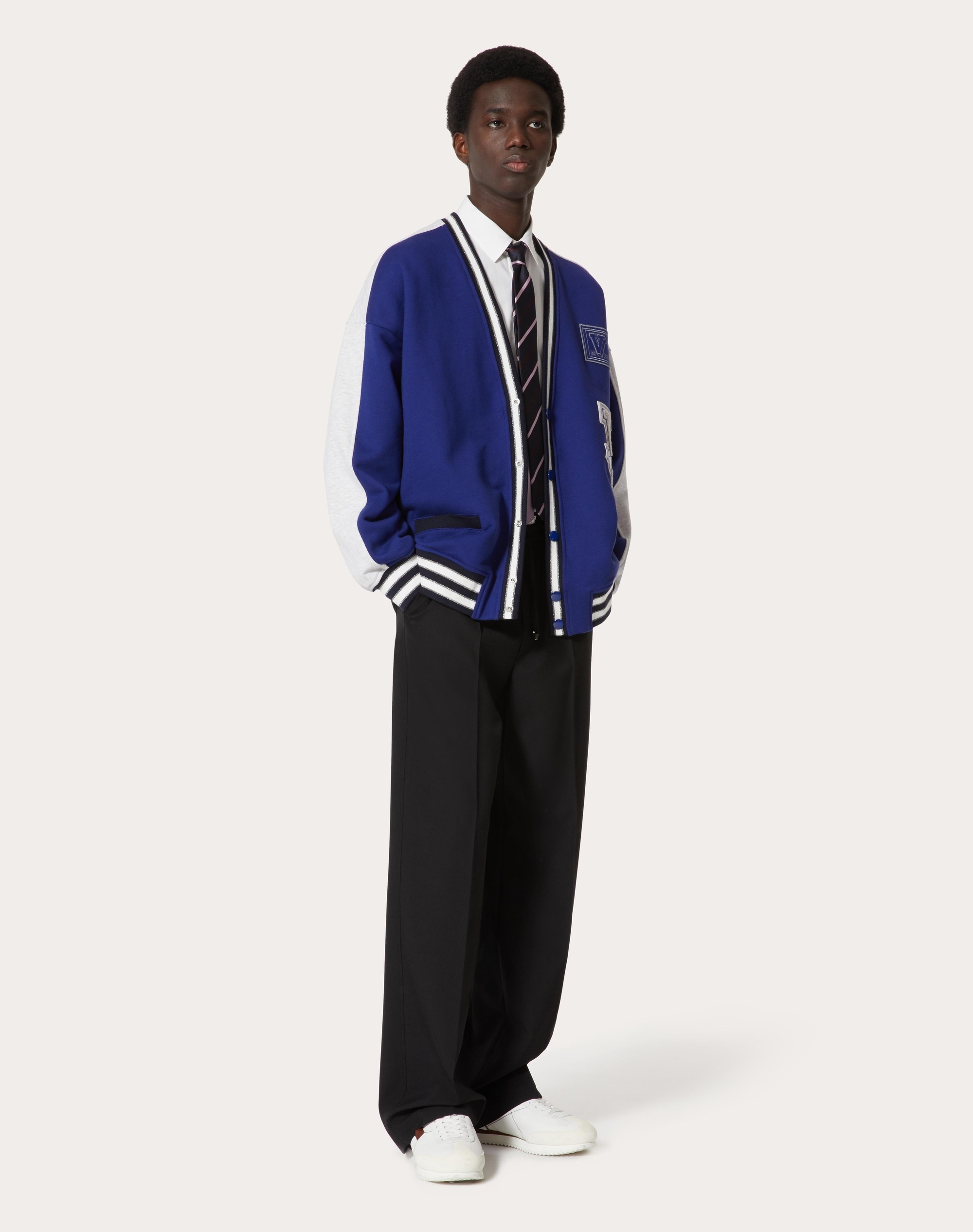 COTTON CARDIGAN WITH VALENTINO AND V CREW PATCHES - 2