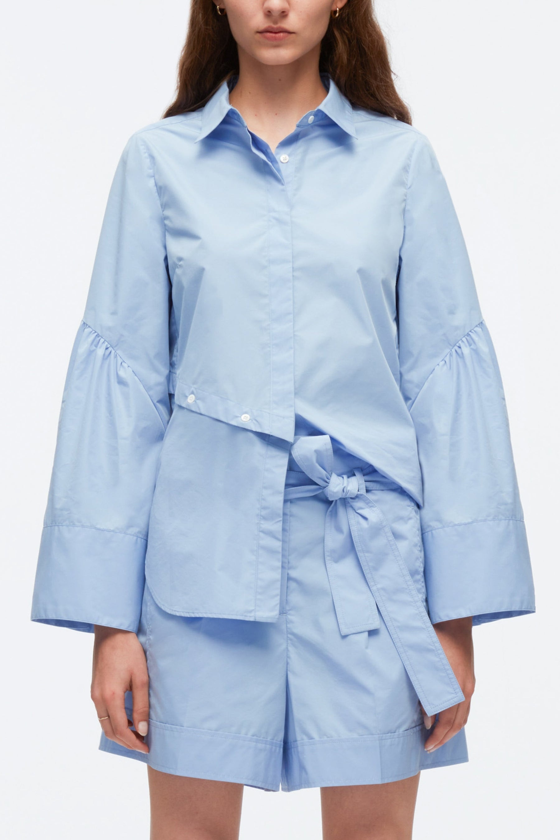 Long Sleeve Shirt with Asymmetric Button Panel - 2
