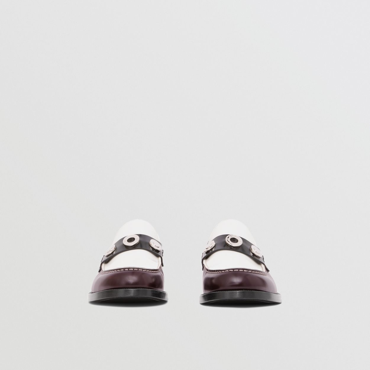 Logo Detail Colour Block Leather Loafers - 5