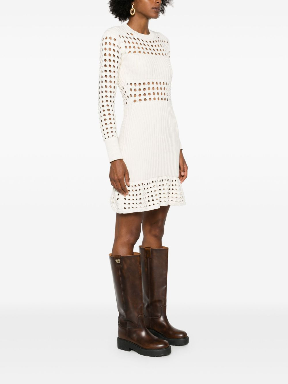 knitted mesh minidress - 3