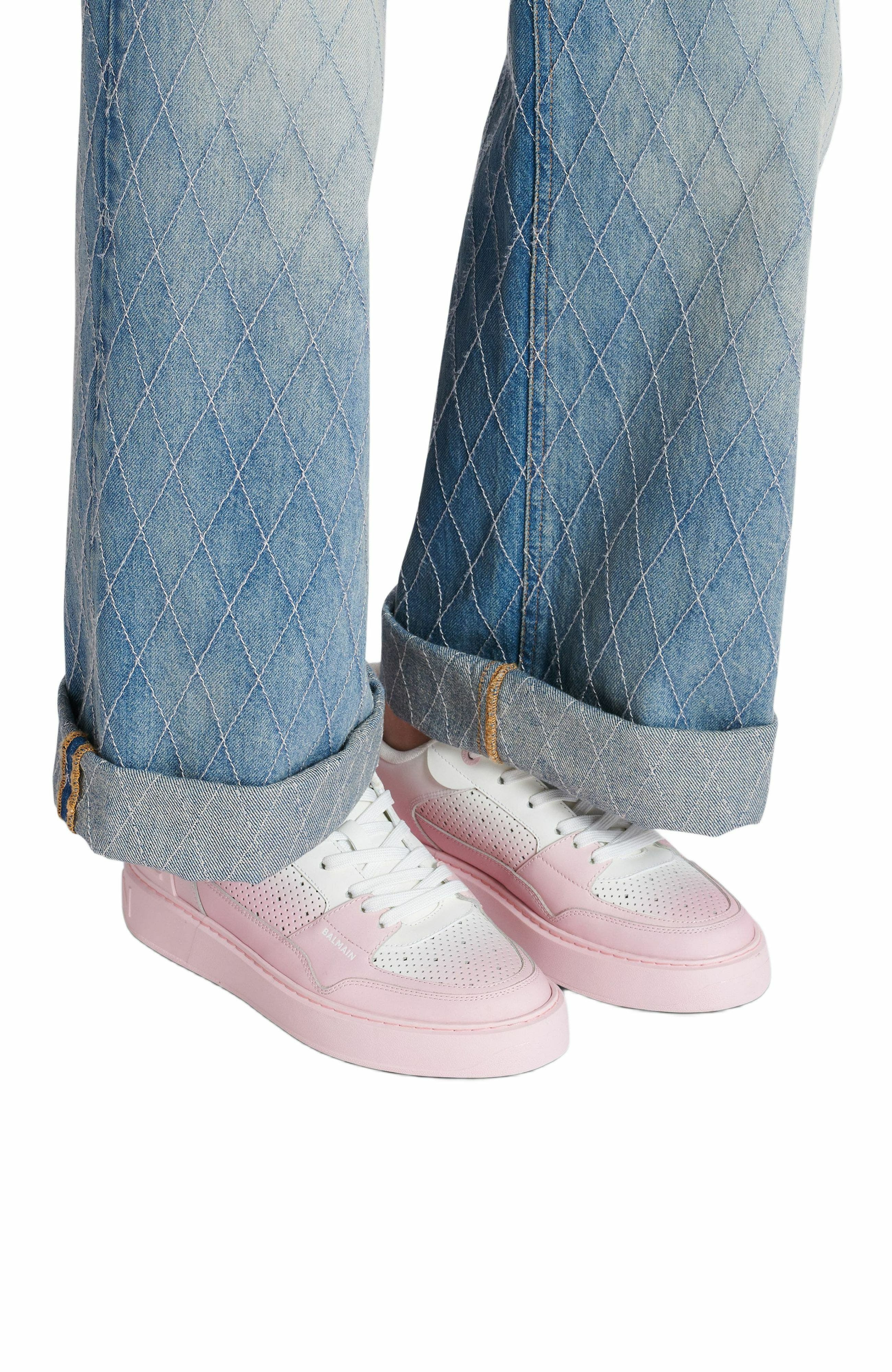 Balmain B-Court Flip trainers in graduated calfskin leather in Pink at Nordstrom - 2