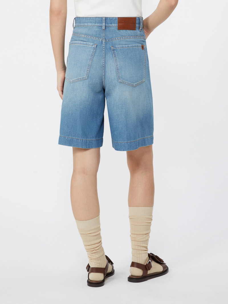 OZONO Cotton and linen denim Bermuda shorts - NAVY 4