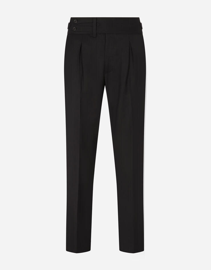 Stretch wool pants with belt - 3