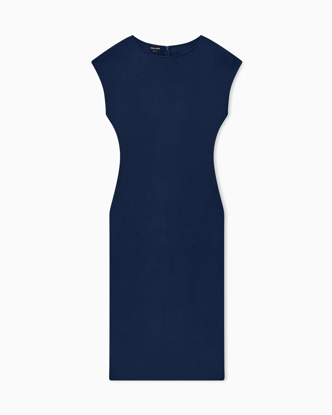 SLIM-FIT SHORT-SLEEVED SHEATH DRESS IN STRETCH VISCOSE CADY - 1