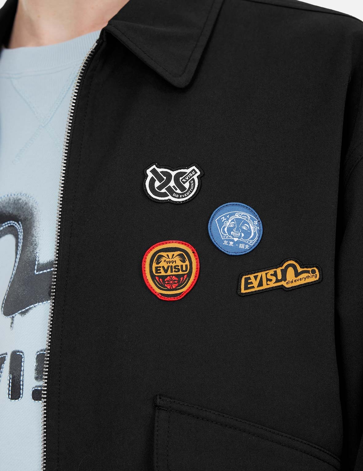 Graffiti Daicock Print Boxy Fit Zip Up Jacket - 7