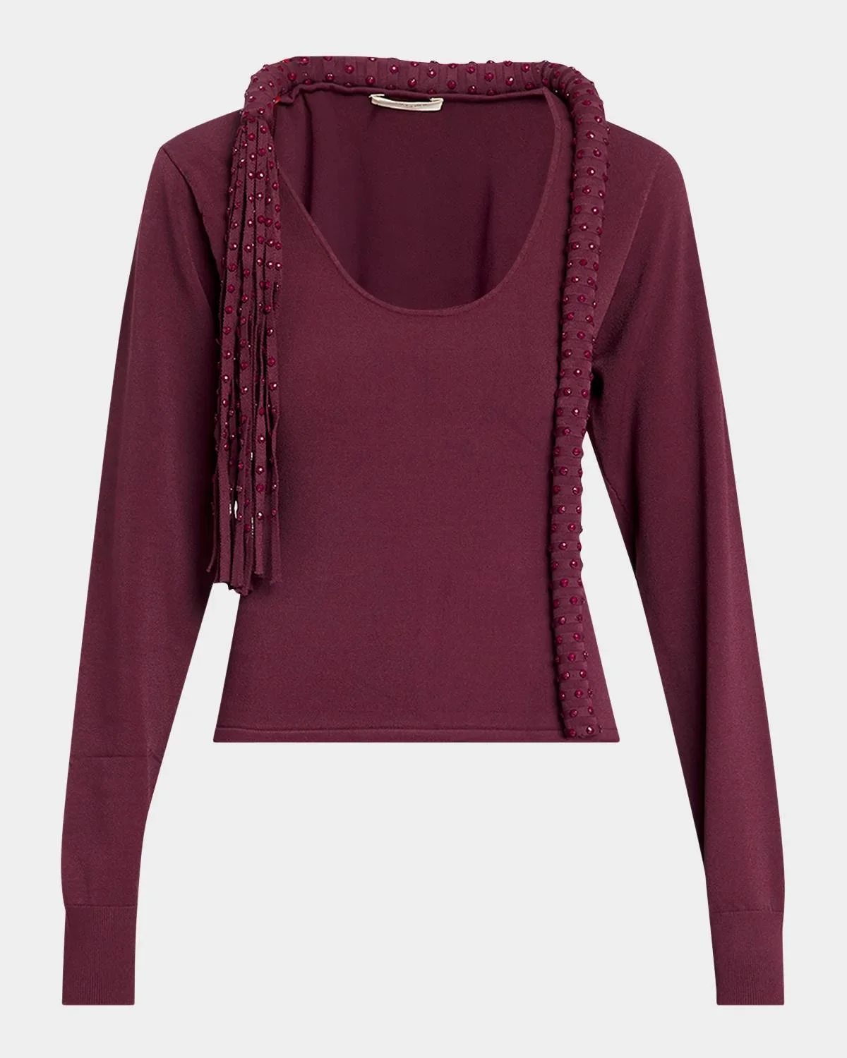 Mane Fringe Embellished Long-Sleeve Top - 1