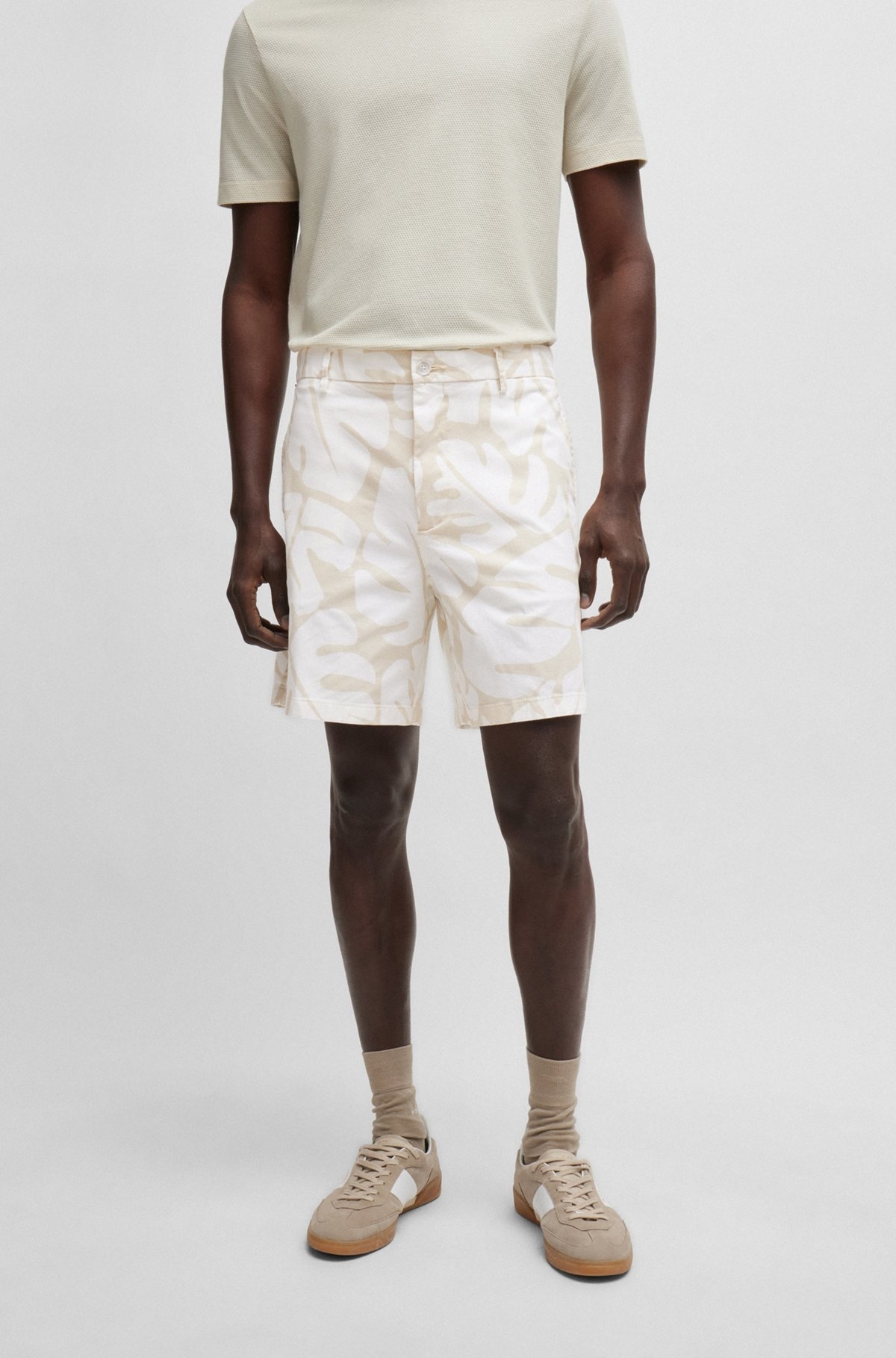 REGULAR-FIT SHORTS IN PRINTED STRETCH-COTTON TWILL - 2