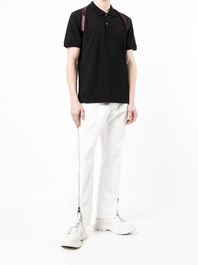 Alexander McQueen tape-insert short-sleeved polo shirt outlook