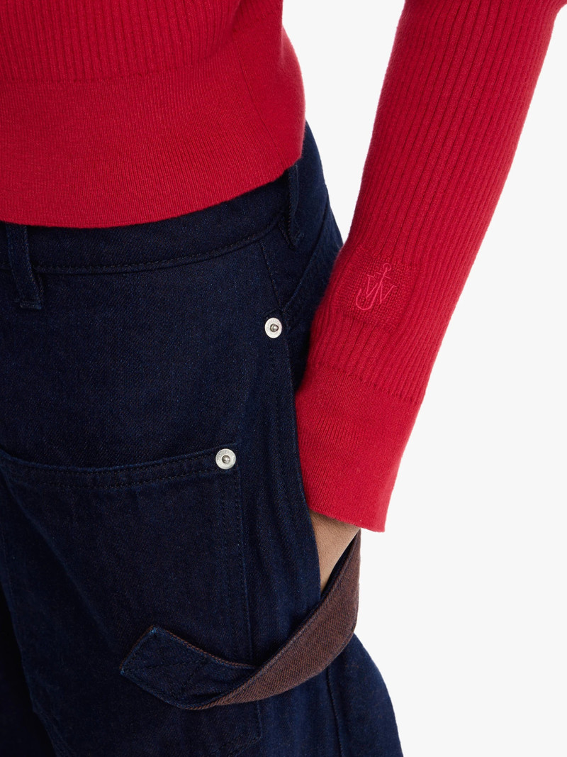 FITTED ZIP UP CARDIGAN - CRIMSON RED 6
