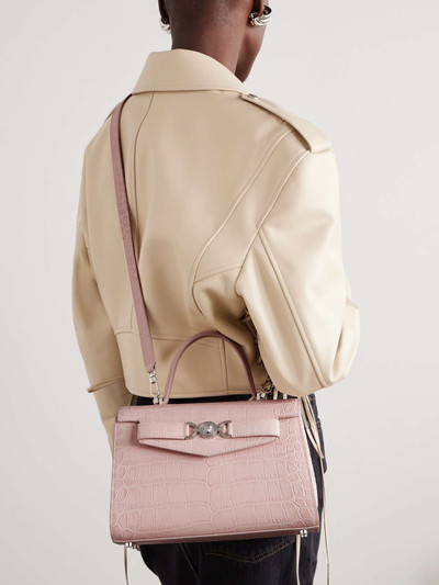 VERSACE Embellished croc-effect leather shoulder bag outlook