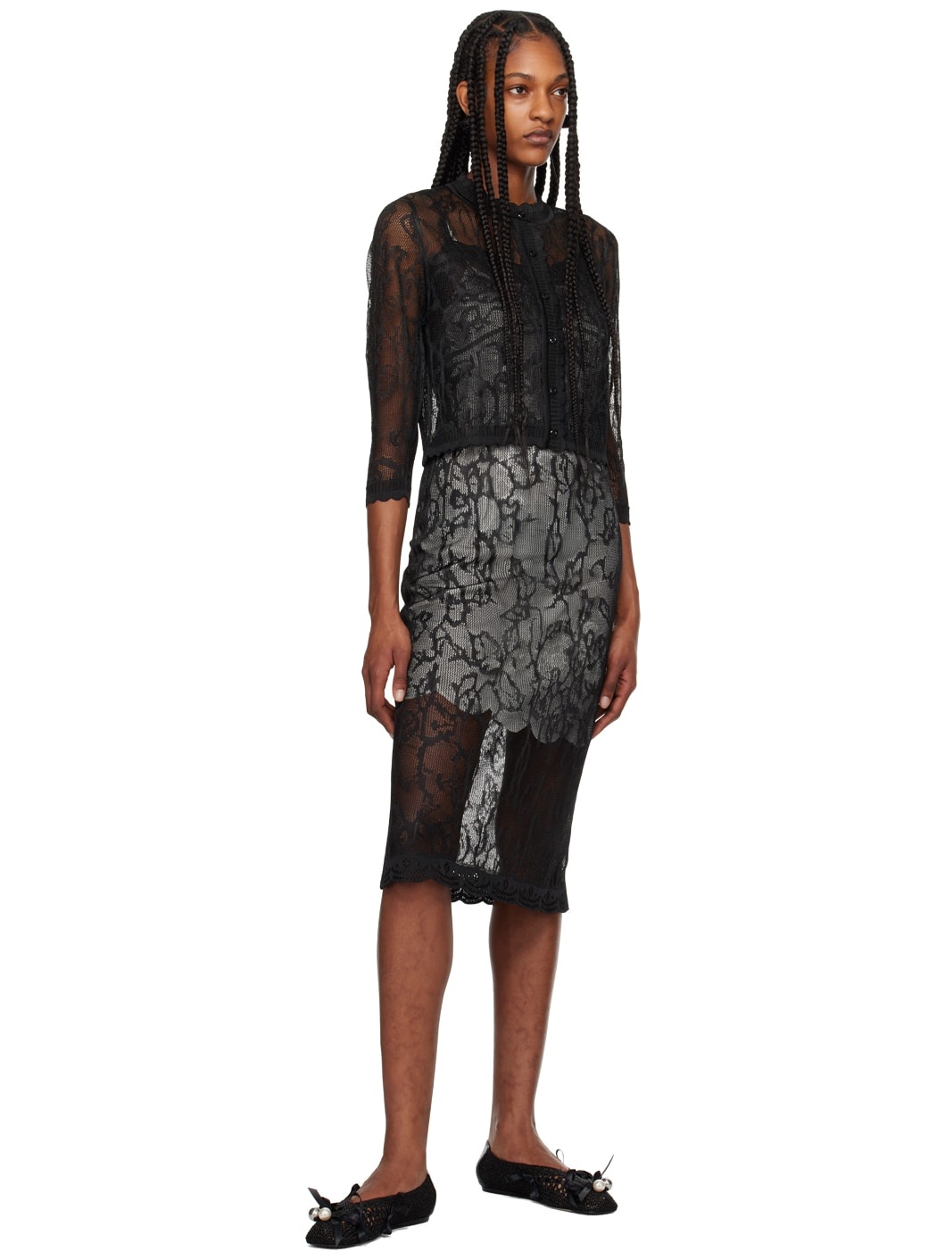 Black Floral Midi Dress - 4