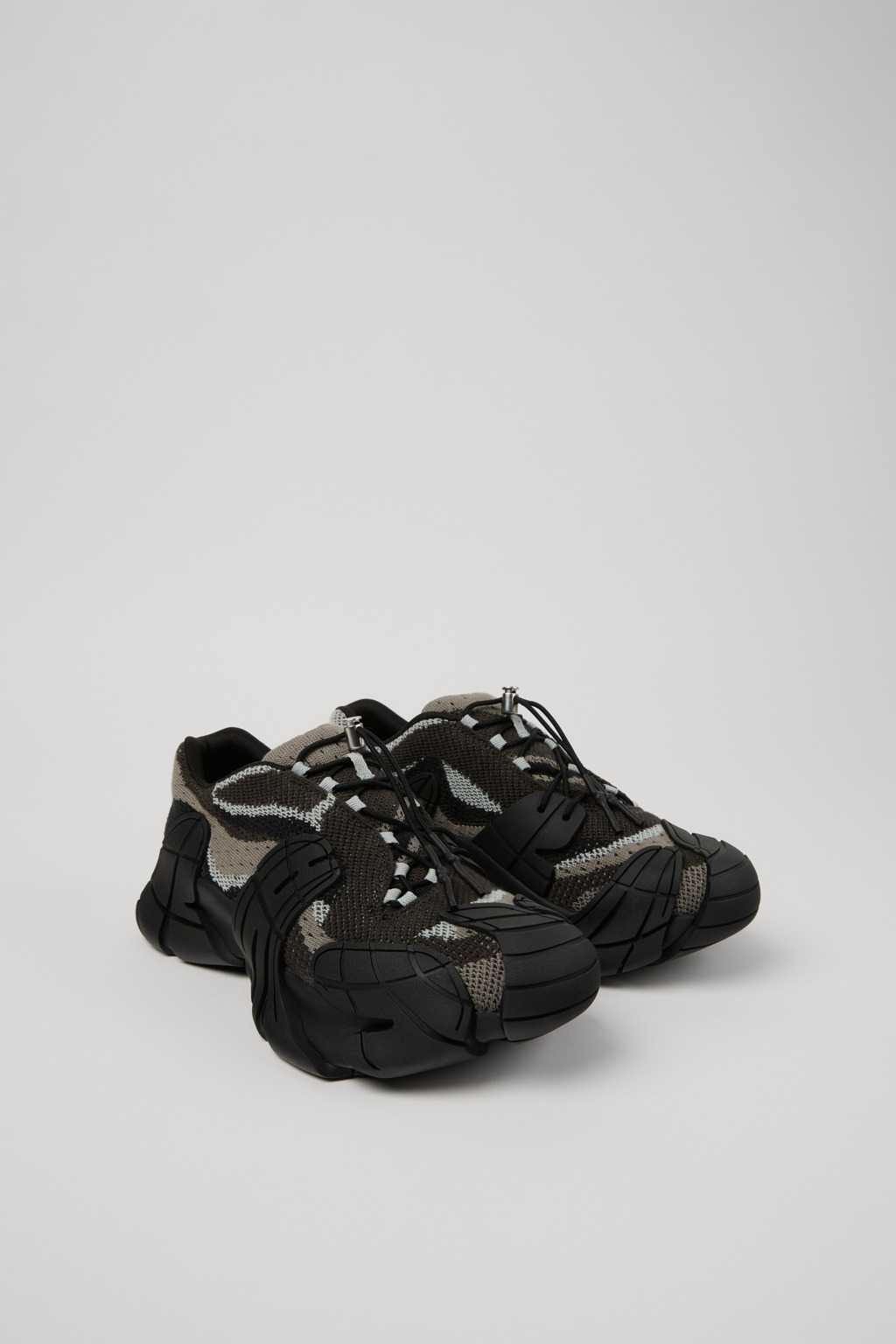 Black-Gray Textile Sneakers - 2
