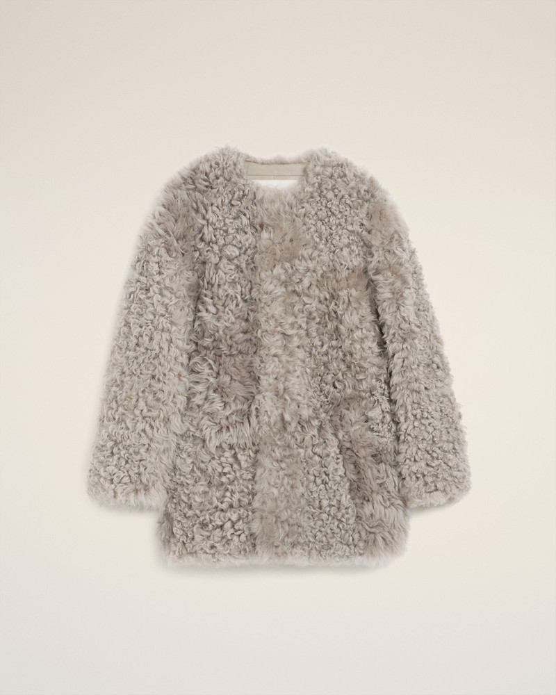GREY SHEARLING SHORT COAT 1