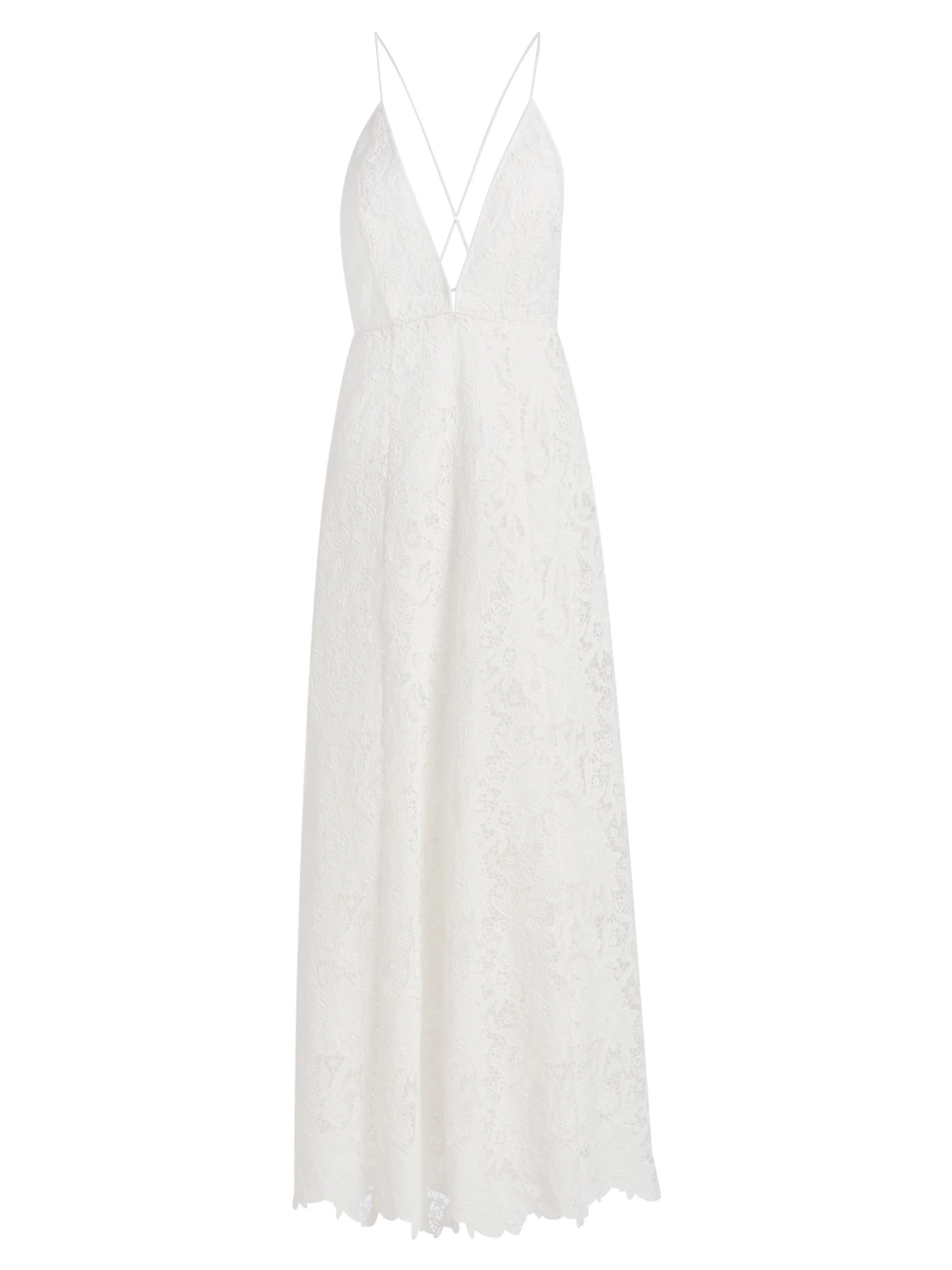 Women's Kim Embroidered Plunging V-Neck Maxi Dress - White - 1