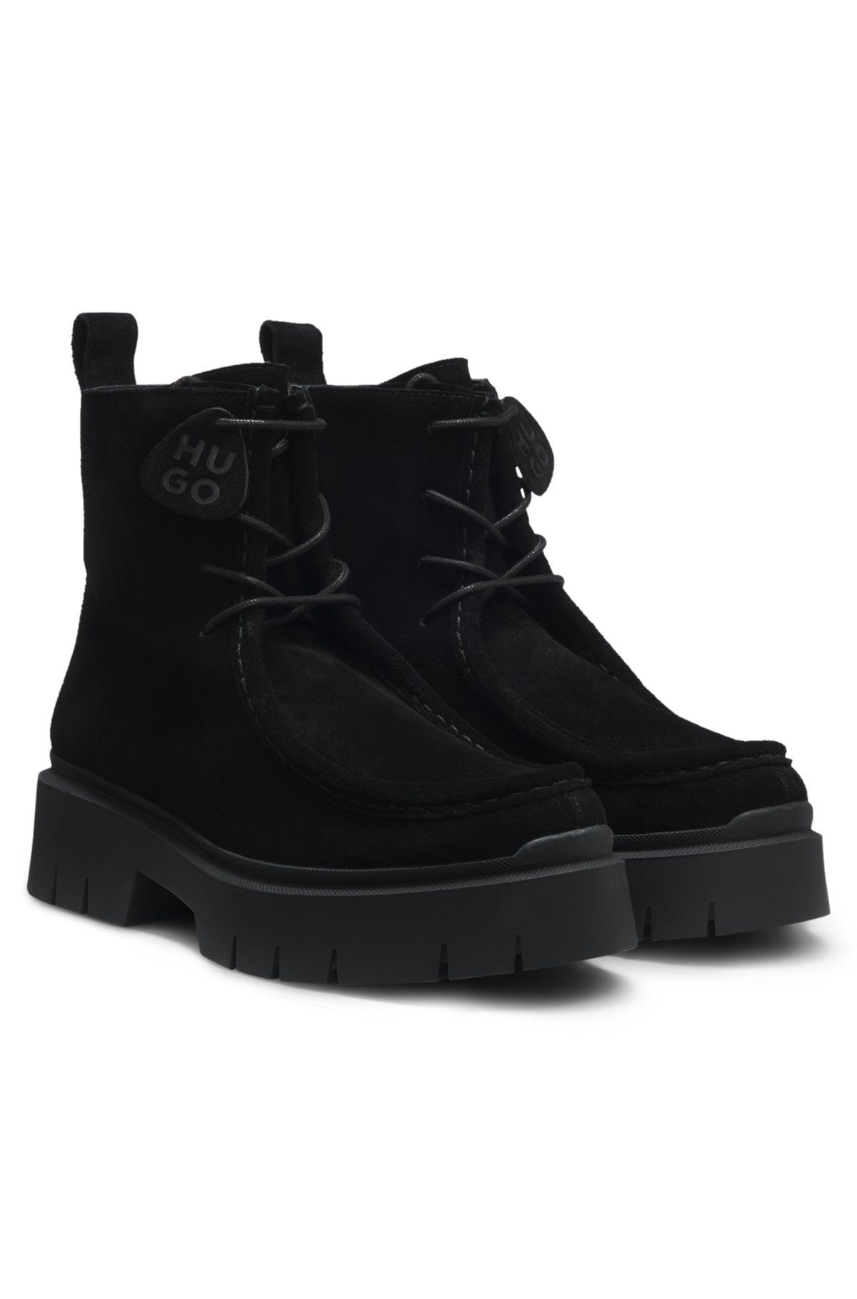 LACE-UP BOOTS IN SUEDE WITH REMOVABLE LOGO TAG - 2