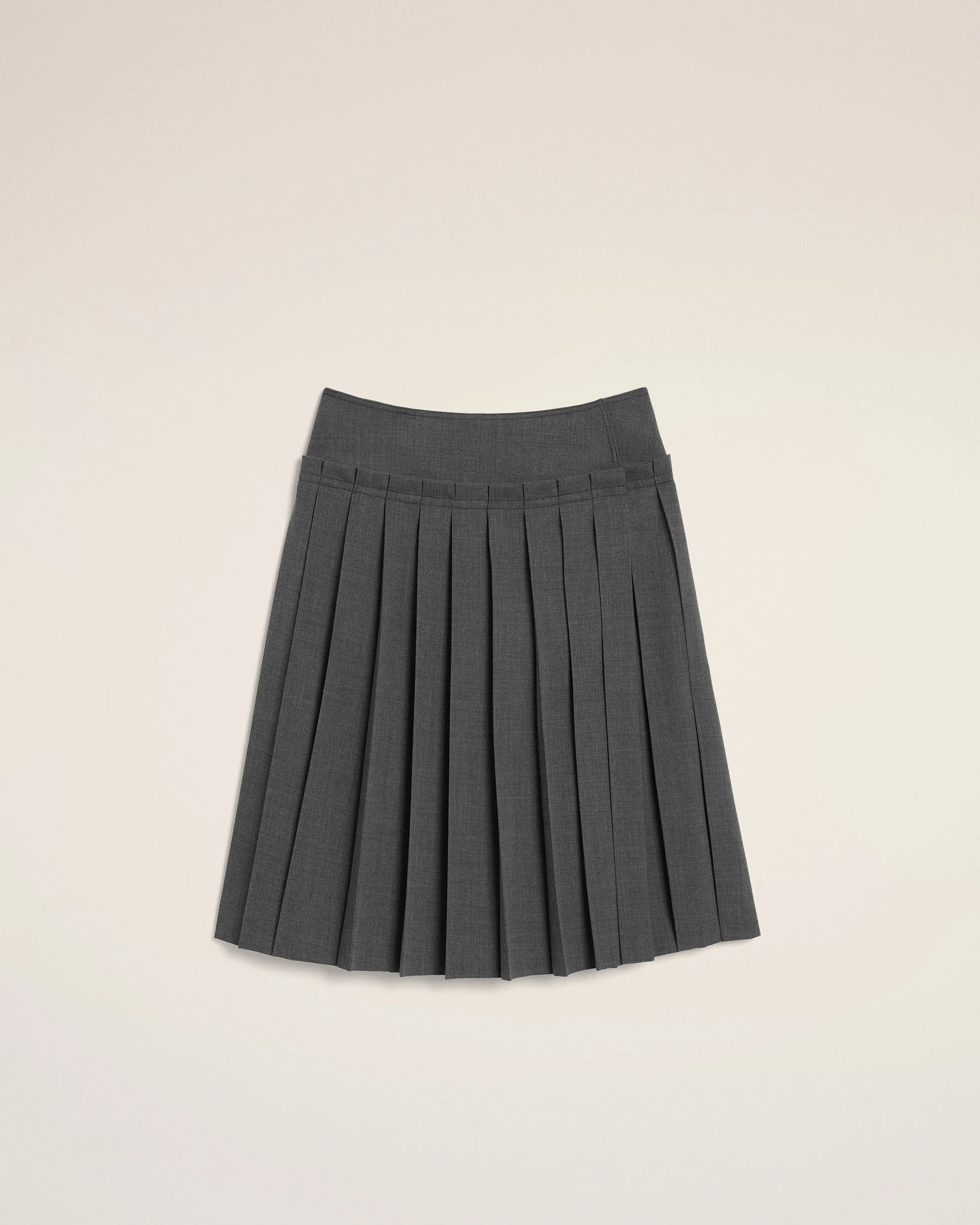 GREY MIDI PLEATED WOOLSKIRT - 1