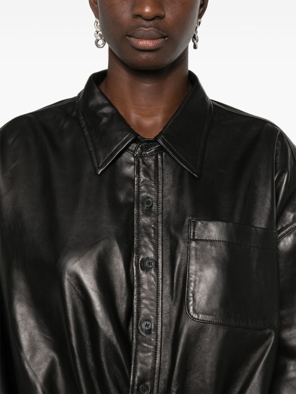 long-sleeves leather shirt - 5