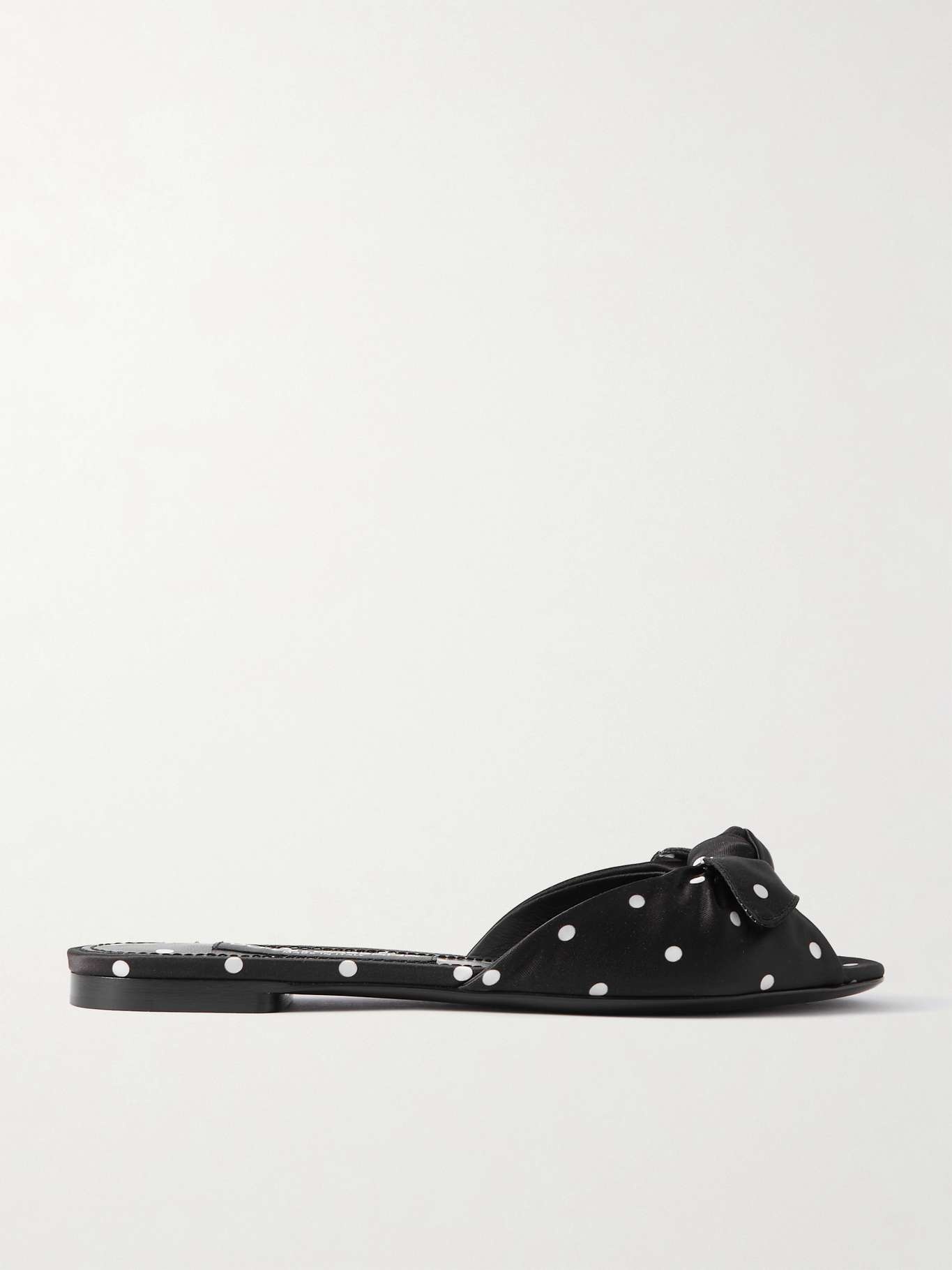 Bianca bow-embellished polka-dot satin-twill slides - 1