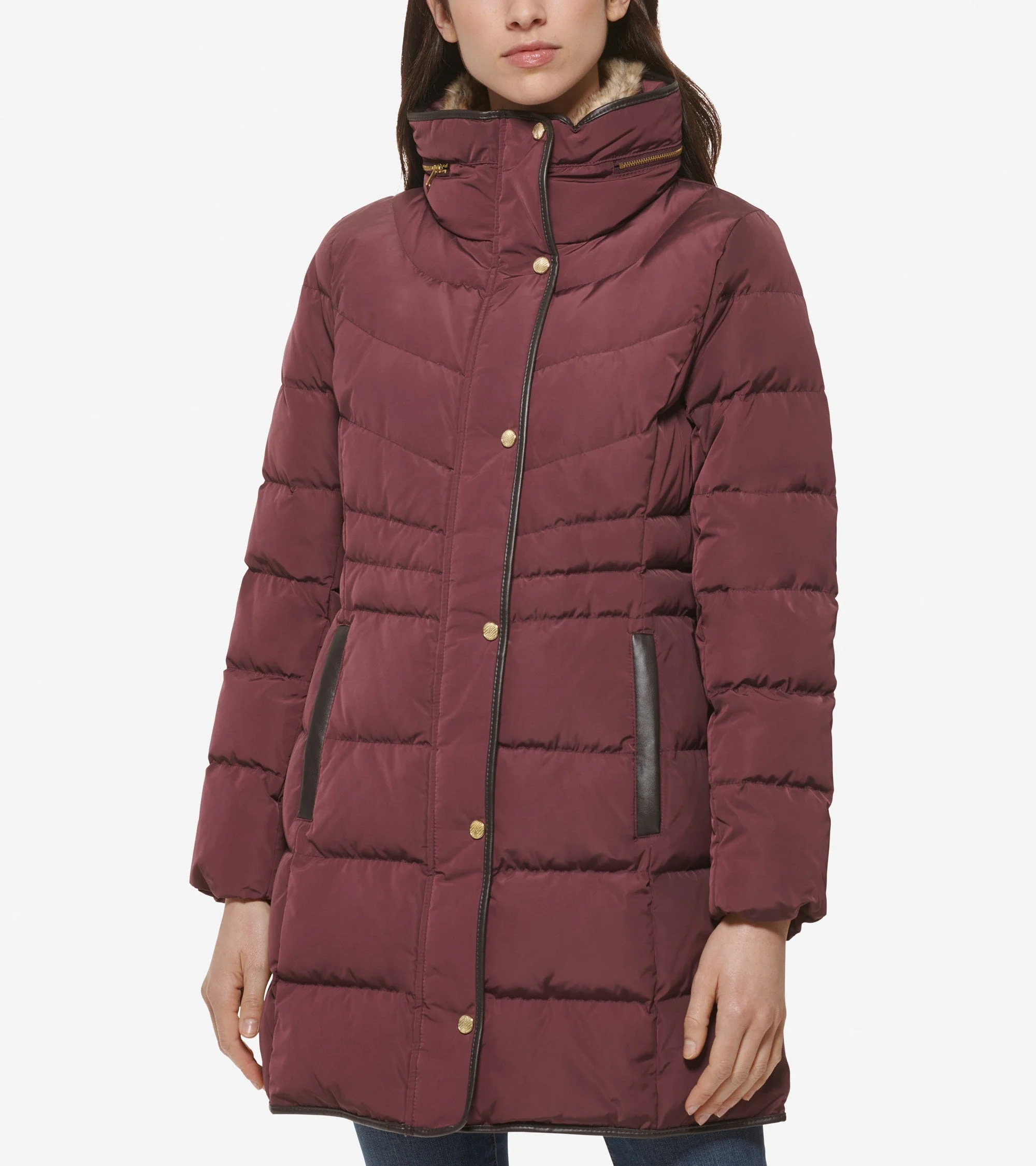 Women's Hidden-Hood Puffer Coat - 1