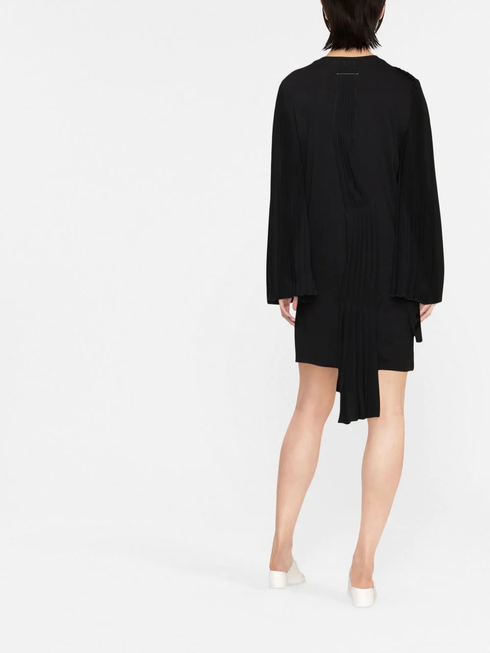 pleated asymmetric cotton dress - 3