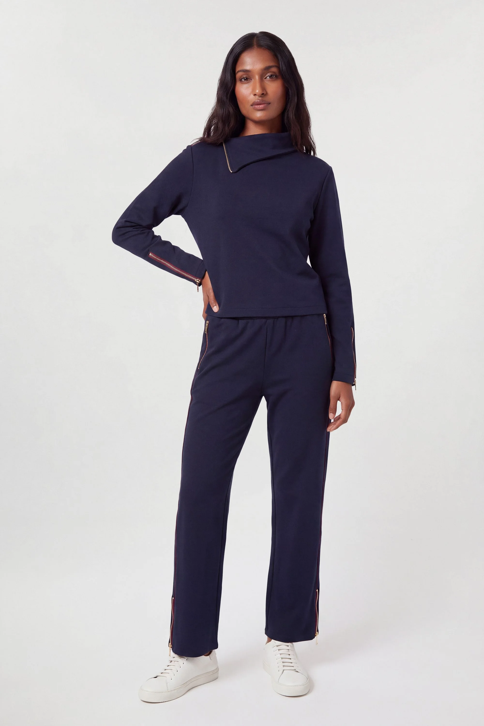 Viscose Blend Off Duty Zip Detail Sweatshirt - 1