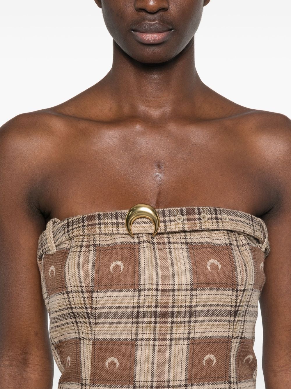 moon check-jacquard mini dress - 5