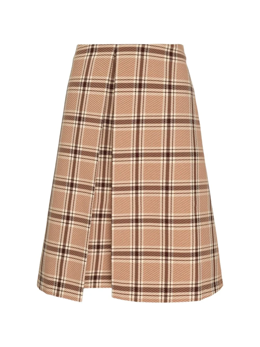 check-pattern kick-pleat skirt - 1