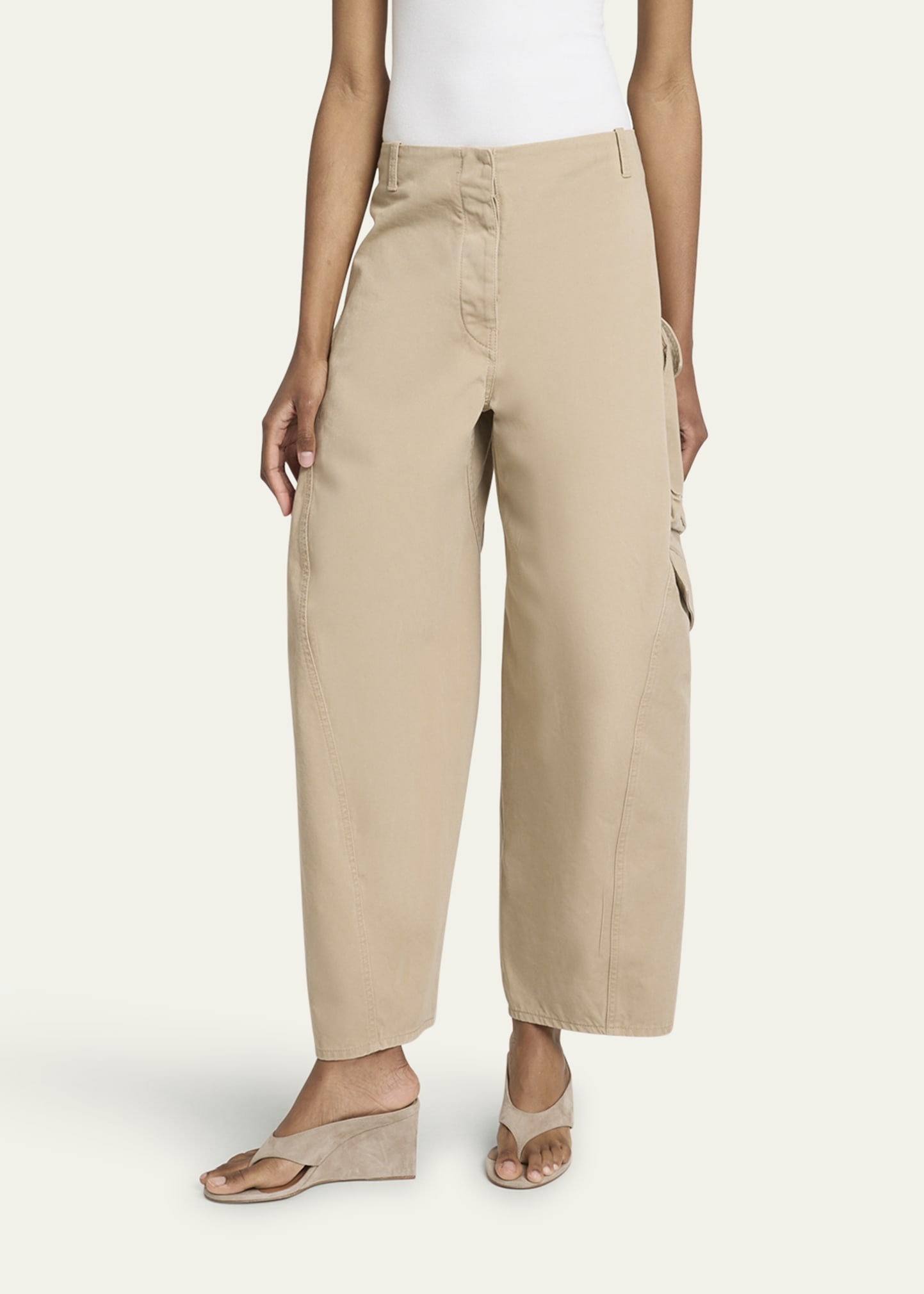 Mid-Rise Washed Chino Barrel-Leg Cargo Trousers - 4