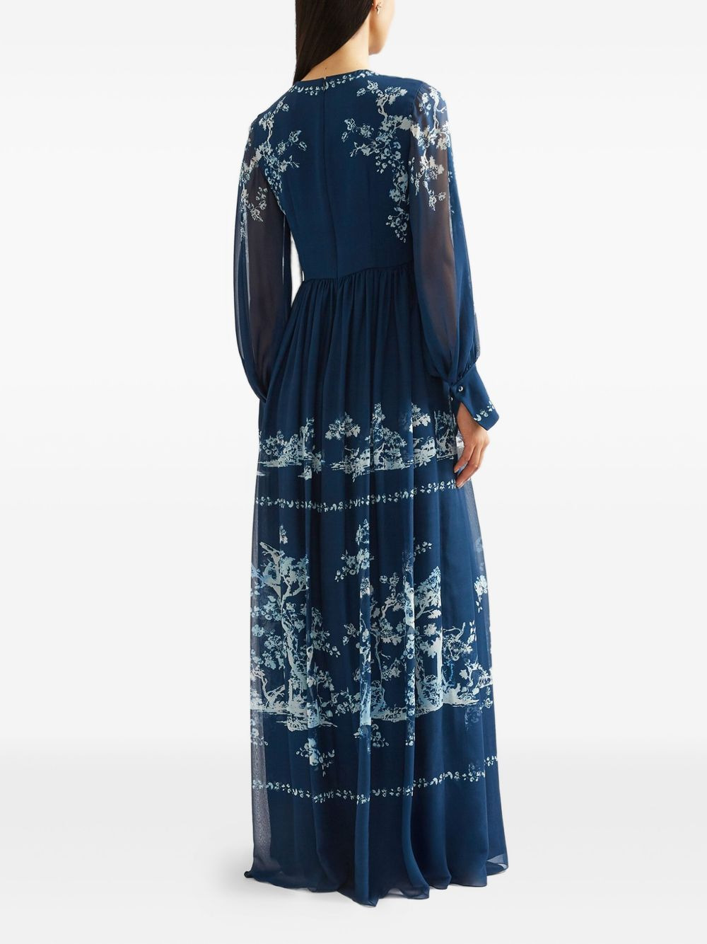 long-sleeve print gown - 3