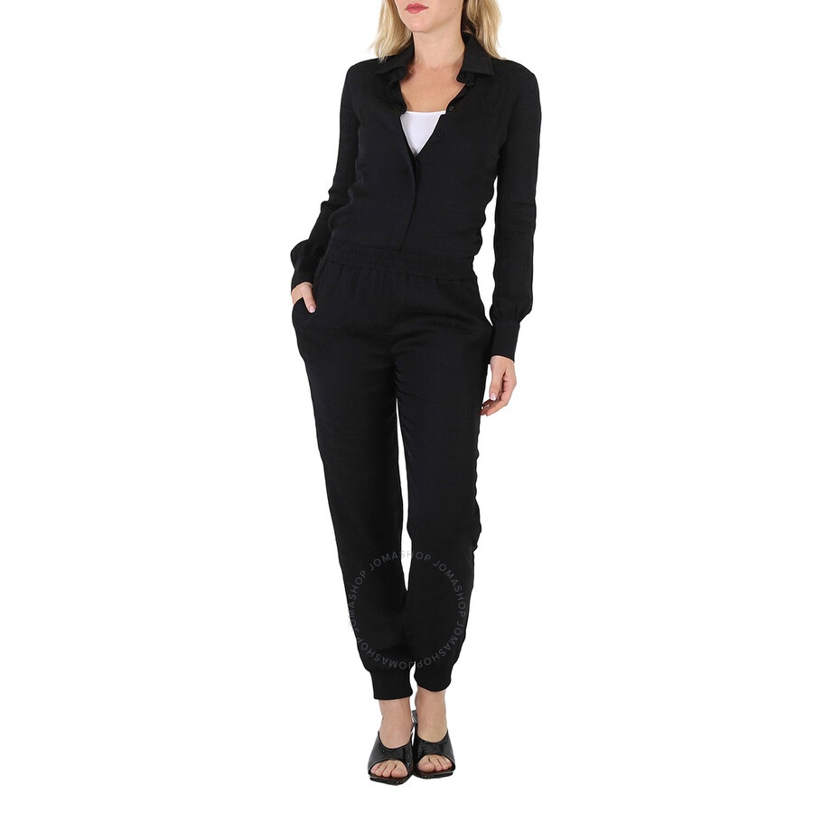 Moschino Ladies Black Allover Logo Viscose Twill Joggers - 6