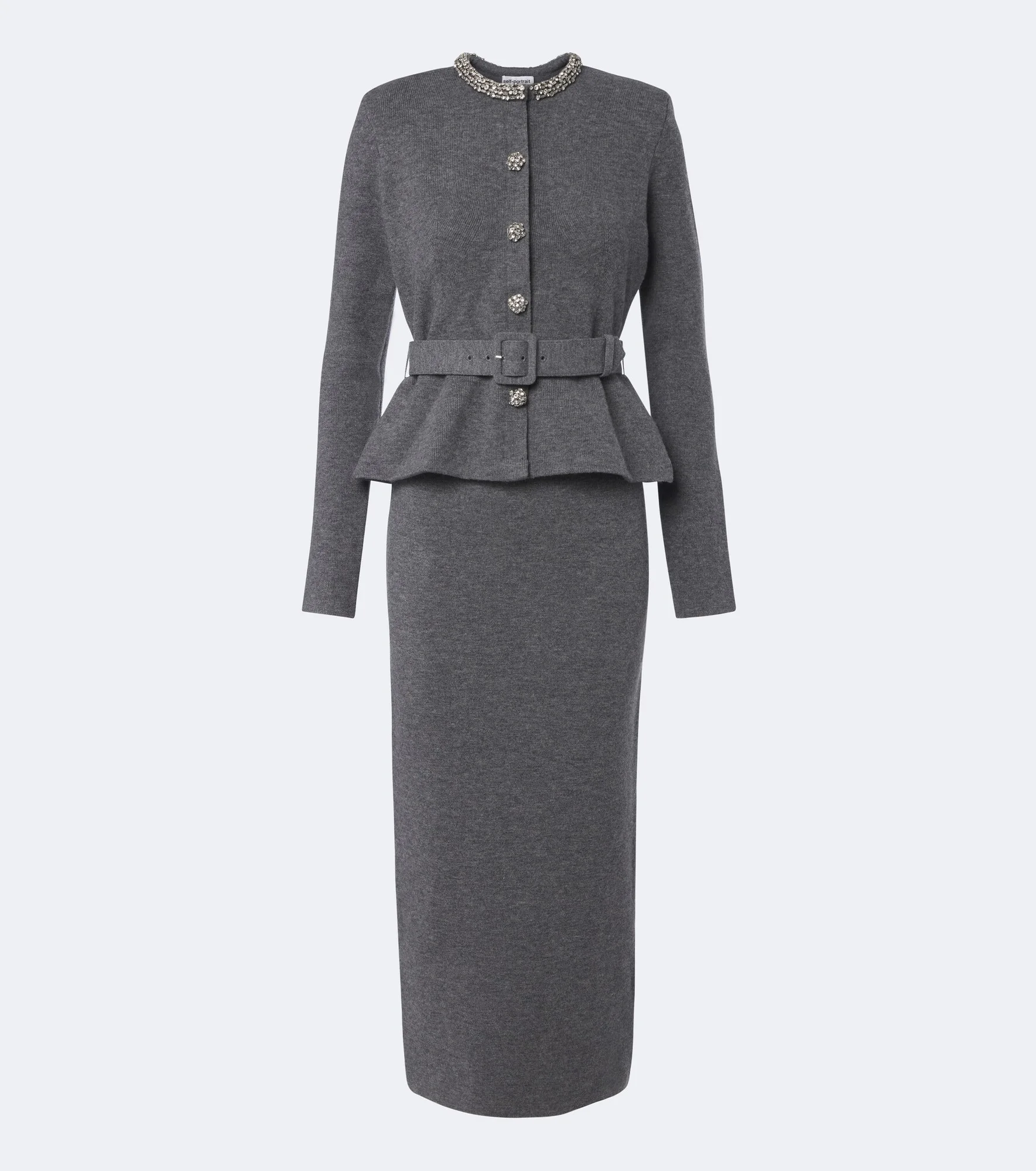 Peplum wool and cotton-blend midi dress - 1