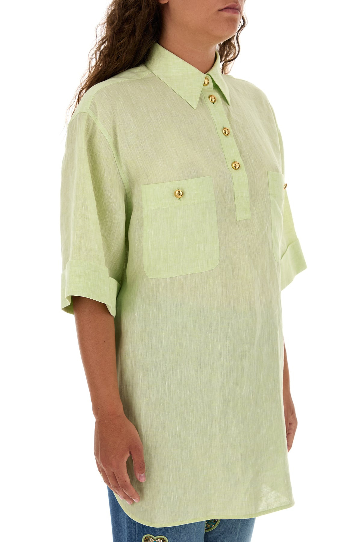 Pastel green linen blouse - 3